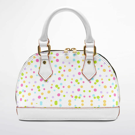 Polky Chic™ Dome Satchel Handbag – Small Polka Dot Purse for Women | Mini Top Handle Handbag | Trendy Compact Designer-Inspired Bag