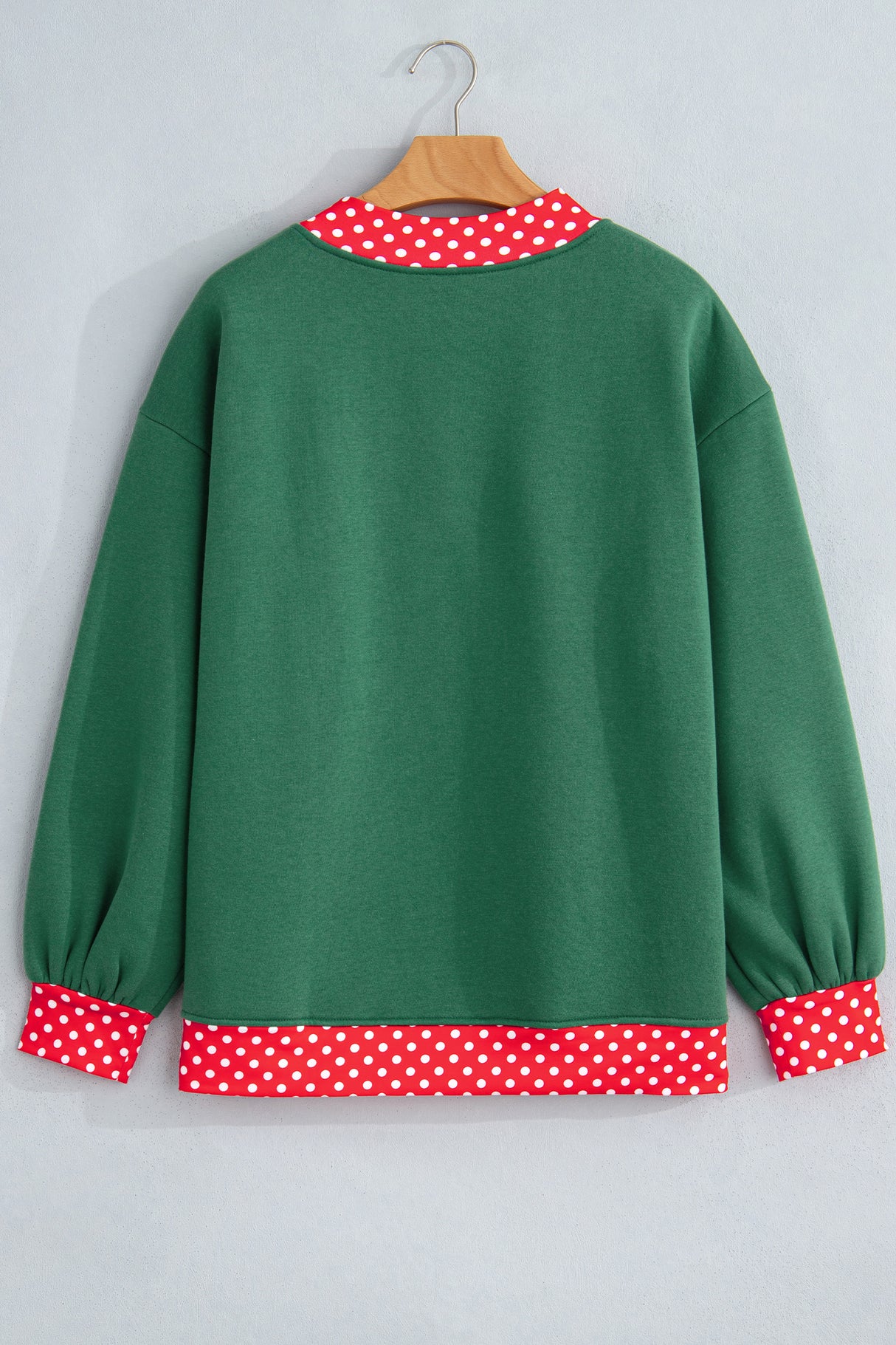 Burgundy Colorblock Polka Dot Contrast Trim Oversized Sweatshirt