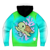 Sea Turtle Aqua UNISEX Zip Up Youth Coat (Husky Fit)