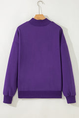 Gray Solid Color Oversized Mock Neck Sweatshirt