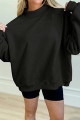 Gray Solid Color Oversized Mock Neck Sweatshirt