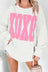 White Bow Sequin XOXO Letter Graphic Exposed Seam Baggy Sweatshirt
