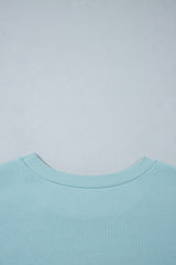 Haze Blue Letter Print Round Neck Loose Fit Long Sleeve Plus Size Sweatshirt