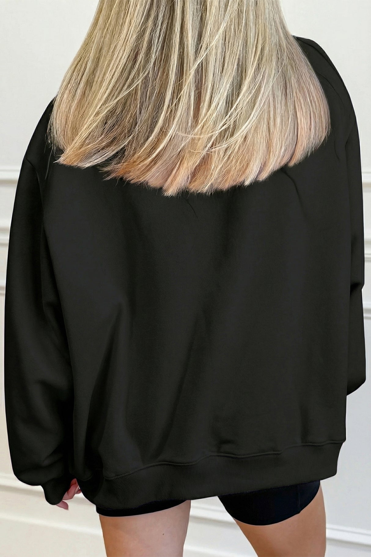Gray Solid Color Oversized Mock Neck Sweatshirt