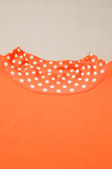 Dark Green Polka Dot Patchwork Round Neck Plus Size Sweatshirt