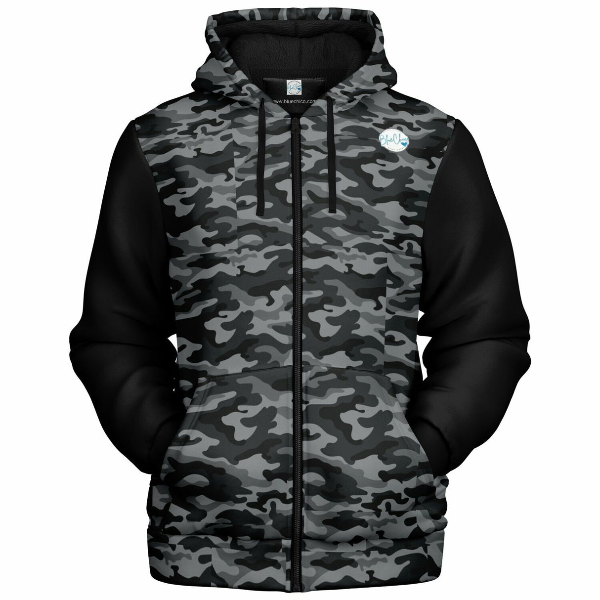 Classic Black Camo UNISEX Zip Up Youth Coat (Husky Fit)