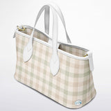 Spring Society™ Leather Tote – Spring Plaid Handbag | Pastel Plaid Purse | Feminine Leather Tote for Women