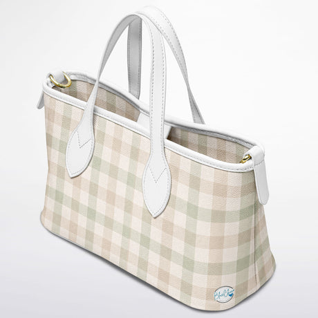 Spring Society™ Leather Tote – Spring Plaid Handbag | Pastel Plaid Purse | Feminine Leather Tote for Women