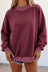 Burgundy Colorblock Polka Dot Contrast Trim Oversized Sweatshirt