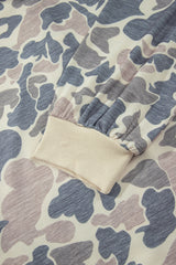 Multicolour Casual Camo V-Neck Buttoned Plus Size Sweatshirt