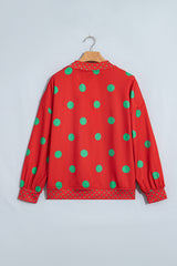 Brown Polka Dot Print Contrast Detail Oversized Tunic Sweatshirt