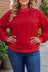 Dark Green Polka Dot Patchwork Round Neck Plus Size Sweatshirt