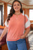 Carrot Twist Rib Colorblock Hi Low Plus Size Short Sleeve Top