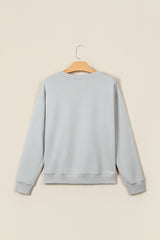 Gray Floral Buffalo Plaid Striped Embroidered Patch Western Pullover Sweatshirt