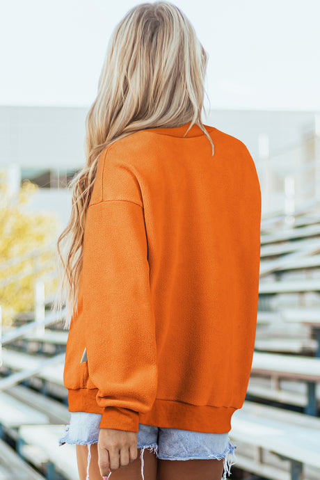 Coffee Oversize Drop Shoulder Reversible Mock Neck Sweatshirt