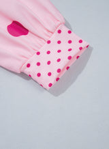 Brown Polka Dot Print Contrast Detail Oversized Tunic Sweatshirt