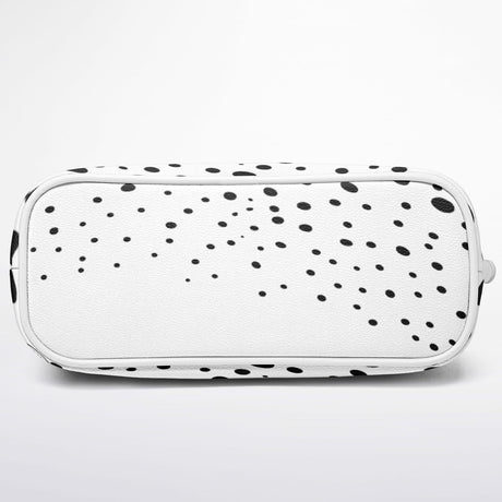 Retro Heiress™ Leather Tote – 90’s Black & White Polka Dot Purse | Vintage-Inspired Leather Handbag | Classic Chic Tote