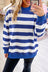 Brown Stripe Colorblock Mock Neck Relaxed Sweatshirt