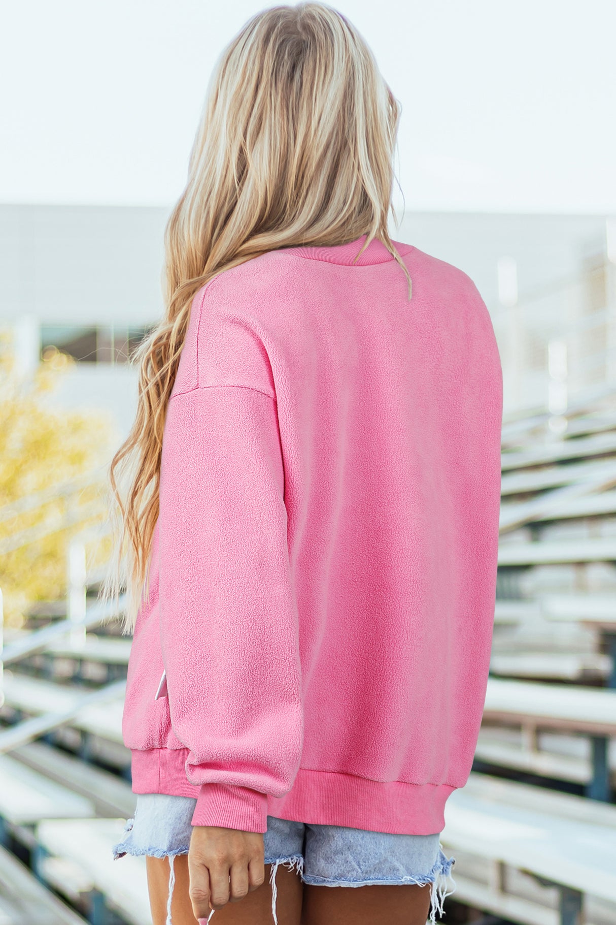 Coffee Oversize Drop Shoulder Reversible Mock Neck Sweatshirt
