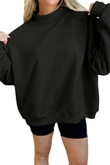 Gray Solid Color Oversized Mock Neck Sweatshirt