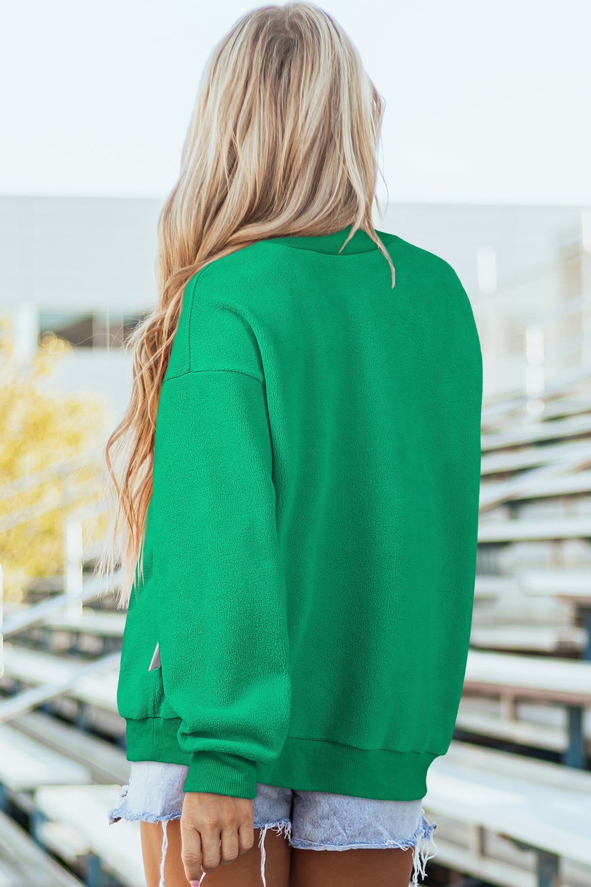 Coffee Oversize Drop Shoulder Reversible Mock Neck Sweatshirt