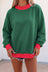 Burgundy Colorblock Polka Dot Contrast Trim Oversized Sweatshirt