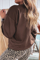 Gray Floral Buffalo Plaid Striped Embroidered Patch Western Pullover Sweatshirt