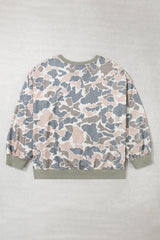 Multicolour Camouflage Print Shift Silhouette Long Sleeve Plus Size Sweatshirt