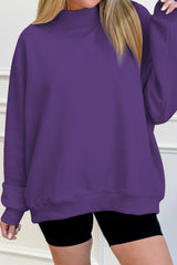 Gray Solid Color Oversized Mock Neck Sweatshirt