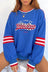 Sky Blue Abstract Racing Graphic Embroidered Patchwork Long Sleeve Sweatshirt