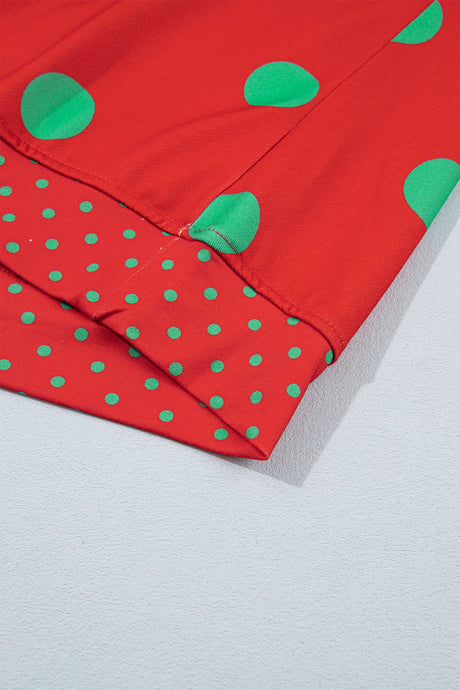 Brown Polka Dot Print Contrast Detail Oversized Tunic Sweatshirt