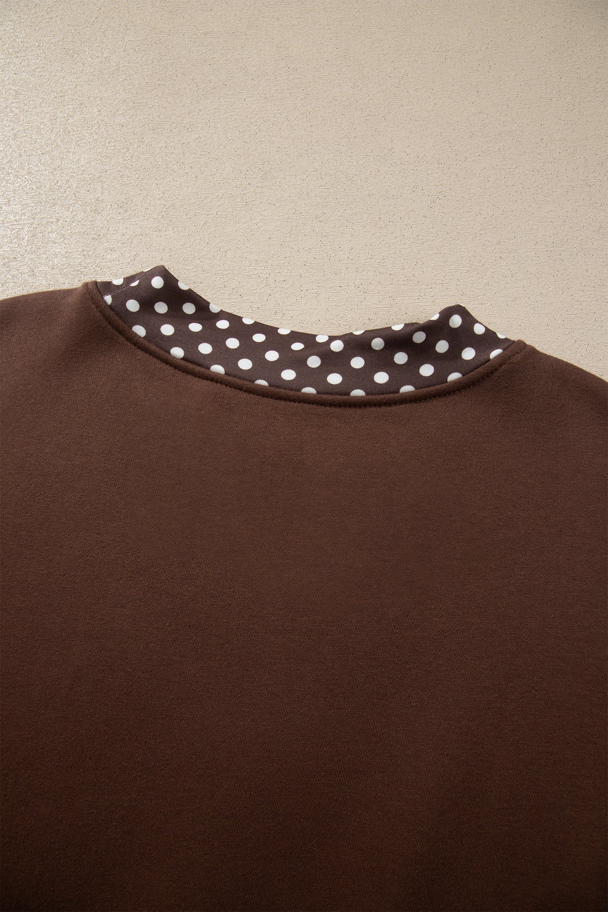 Burgundy Colorblock Polka Dot Contrast Trim Oversized Sweatshirt