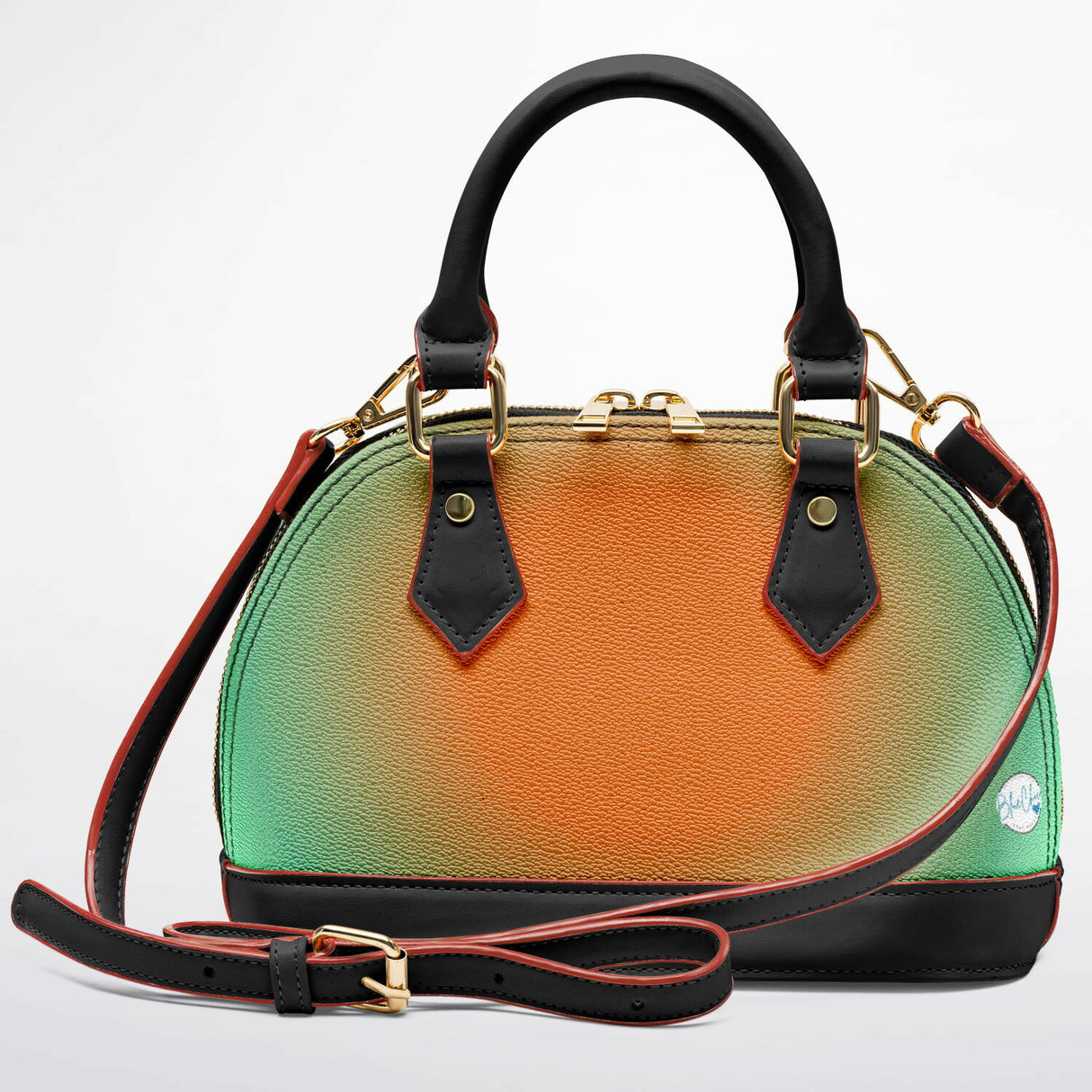 Melon Seoule™ Dome Satchel – Abstract Color Block Handbag | Orange Green Black Purse | Unique Mini Statement Bag for Women