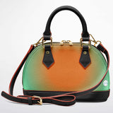 Melon Seoule™ Dome Satchel – Abstract Color Block Handbag | Orange Green Black Purse | Unique Mini Statement Bag for Women