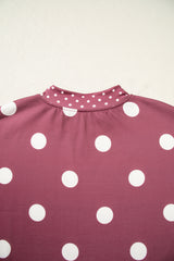 Brown Polka Dot Print Contrast Detail Oversized Tunic Sweatshirt