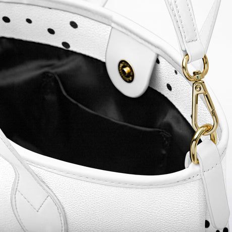 Retro Heiress™ Leather Tote – 90’s Black & White Polka Dot Purse | Vintage-Inspired Leather Handbag | Classic Chic Tote