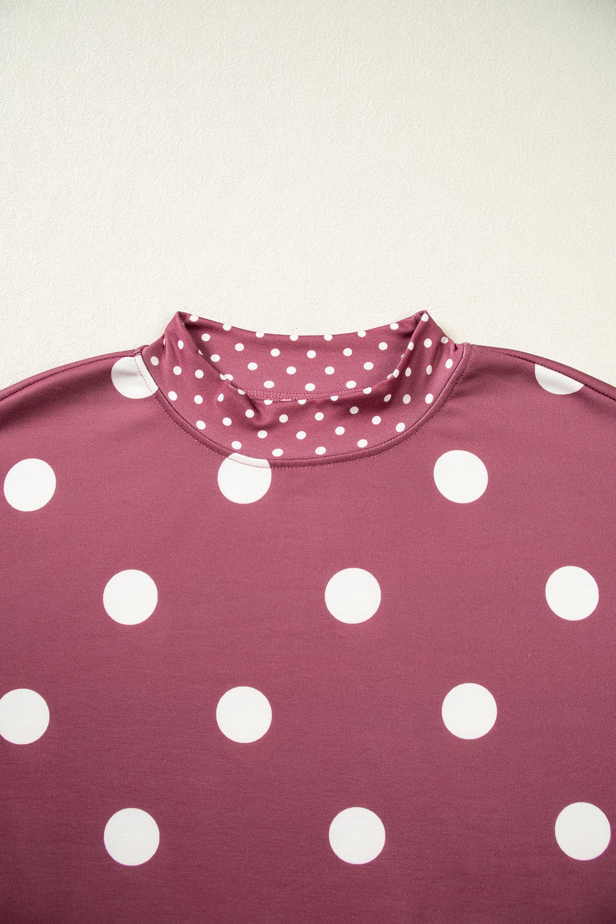 Brown Polka Dot Print Contrast Detail Oversized Tunic Sweatshirt