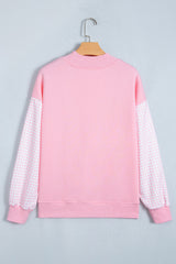 Dirty blue Plaid Sleeve Colorblock Loose Tunic Sweatshirt