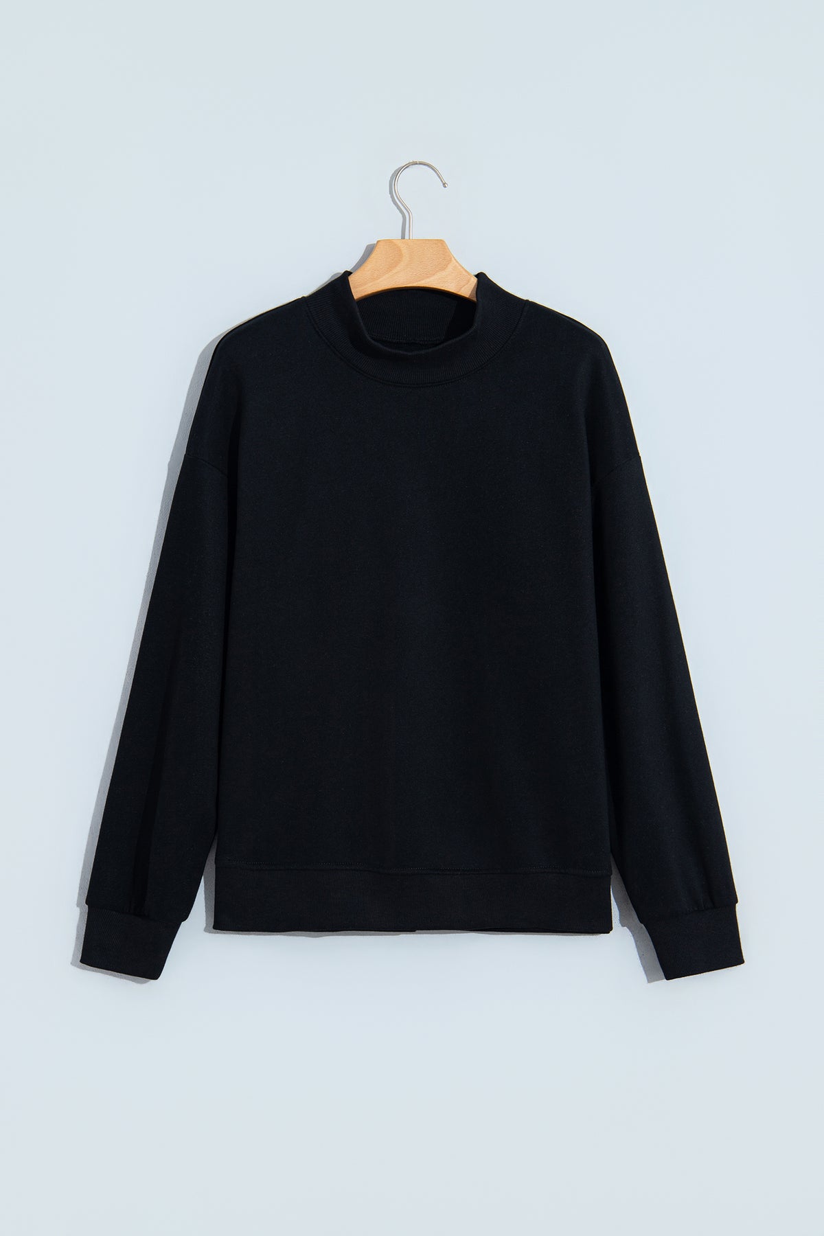 Gray Solid Color Oversized Mock Neck Sweatshirt