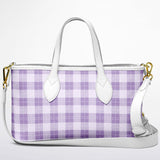 Blush Garden™ Leather Tote – Soft Purple Pink Plaid Purse | Feminine Spring Handbag | Girly Plaid Tote for Women