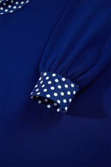 Burgundy Colorblock Polka Dot Contrast Trim Oversized Sweatshirt