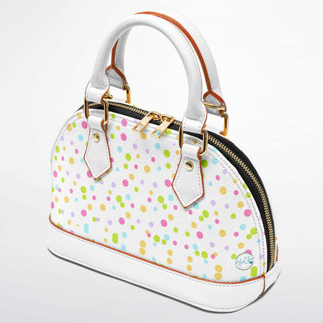 Polky Chic™ Dome Satchel Handbag – Small Polka Dot Purse for Women | Mini Top Handle Handbag | Trendy Compact Designer-Inspired Bag