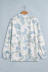 Multicolour Camo Print Howdy Western Style Baggy Pullover Sweatshirt