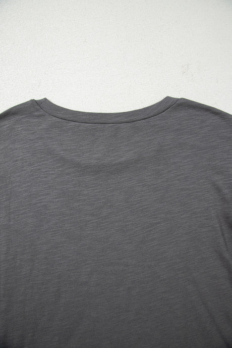Dark Grey Double Ruffled Short Sleeve Plus Size Top