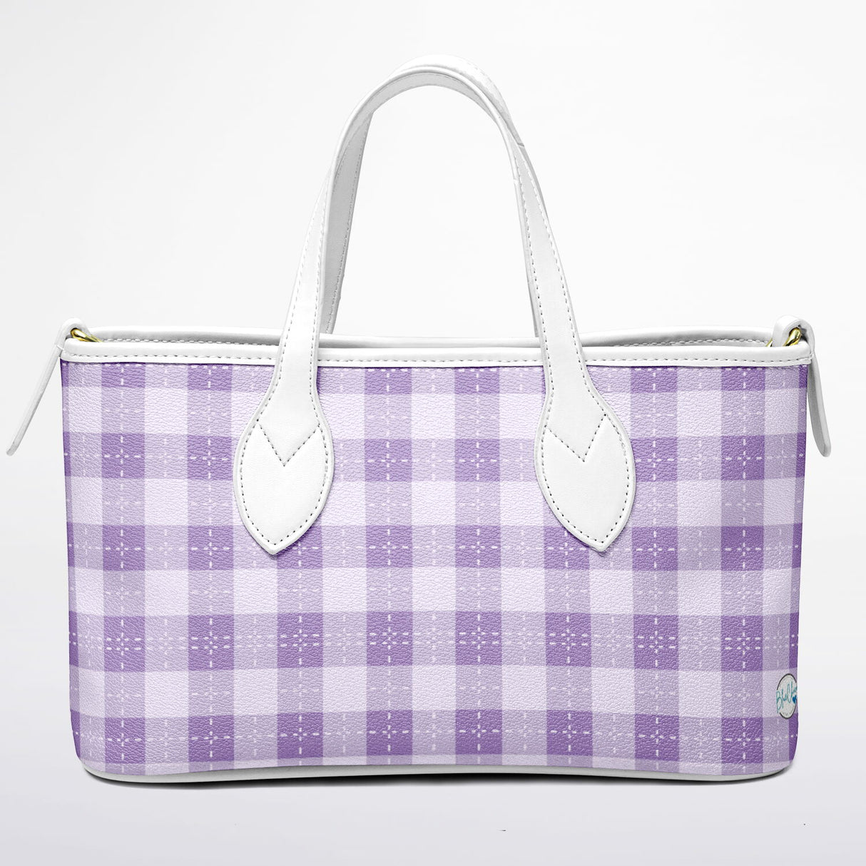Blush Garden™ Leather Tote – Soft Purple Pink Plaid Purse | Feminine Spring Handbag | Girly Plaid Tote for Women