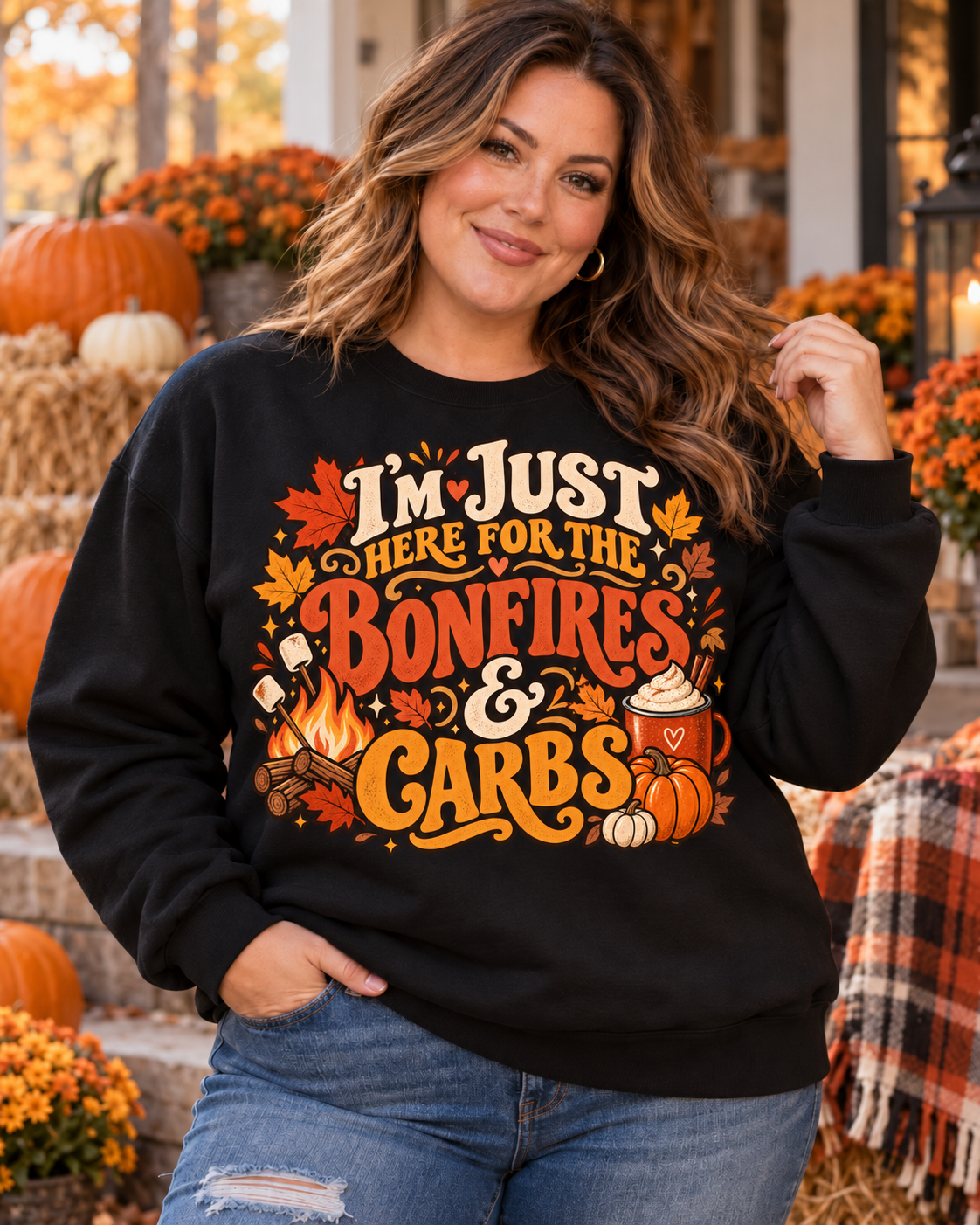 Just Here for the Bonfire Crewneck Fleece Sweatshirt