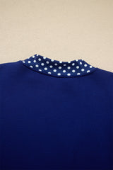 Burgundy Colorblock Polka Dot Contrast Trim Oversized Sweatshirt