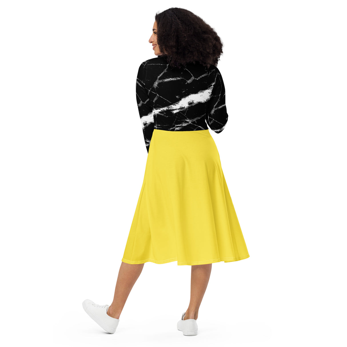 Marble Fling Lng sleeve midi dress 