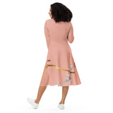 Peachy Frill Midi Long Sleeve Dress 
