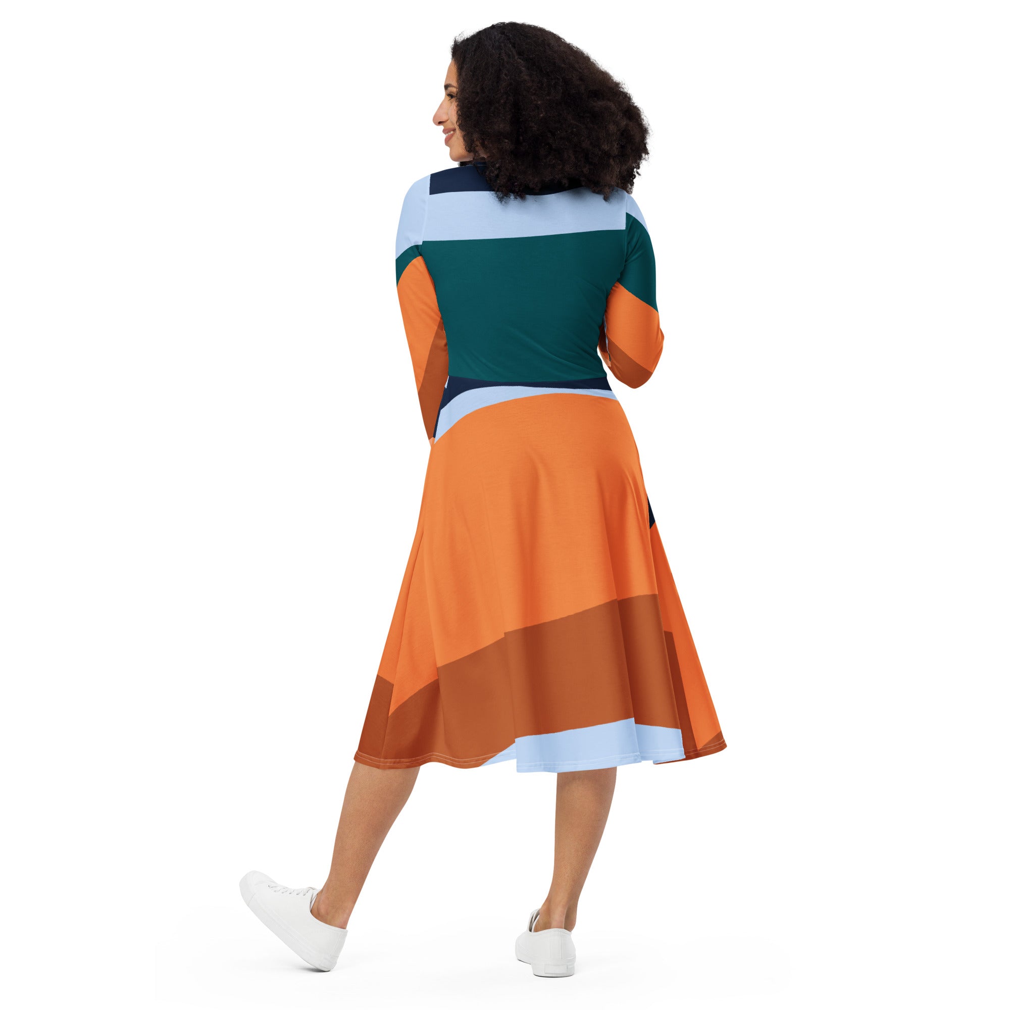 Rustic Colorblock Midi Dress 
